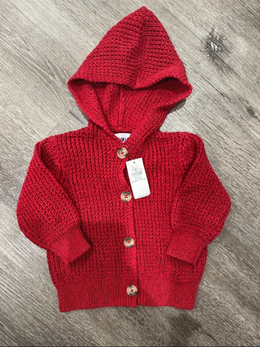 Old Navy Red Hooded Knit Cardigan for Kids